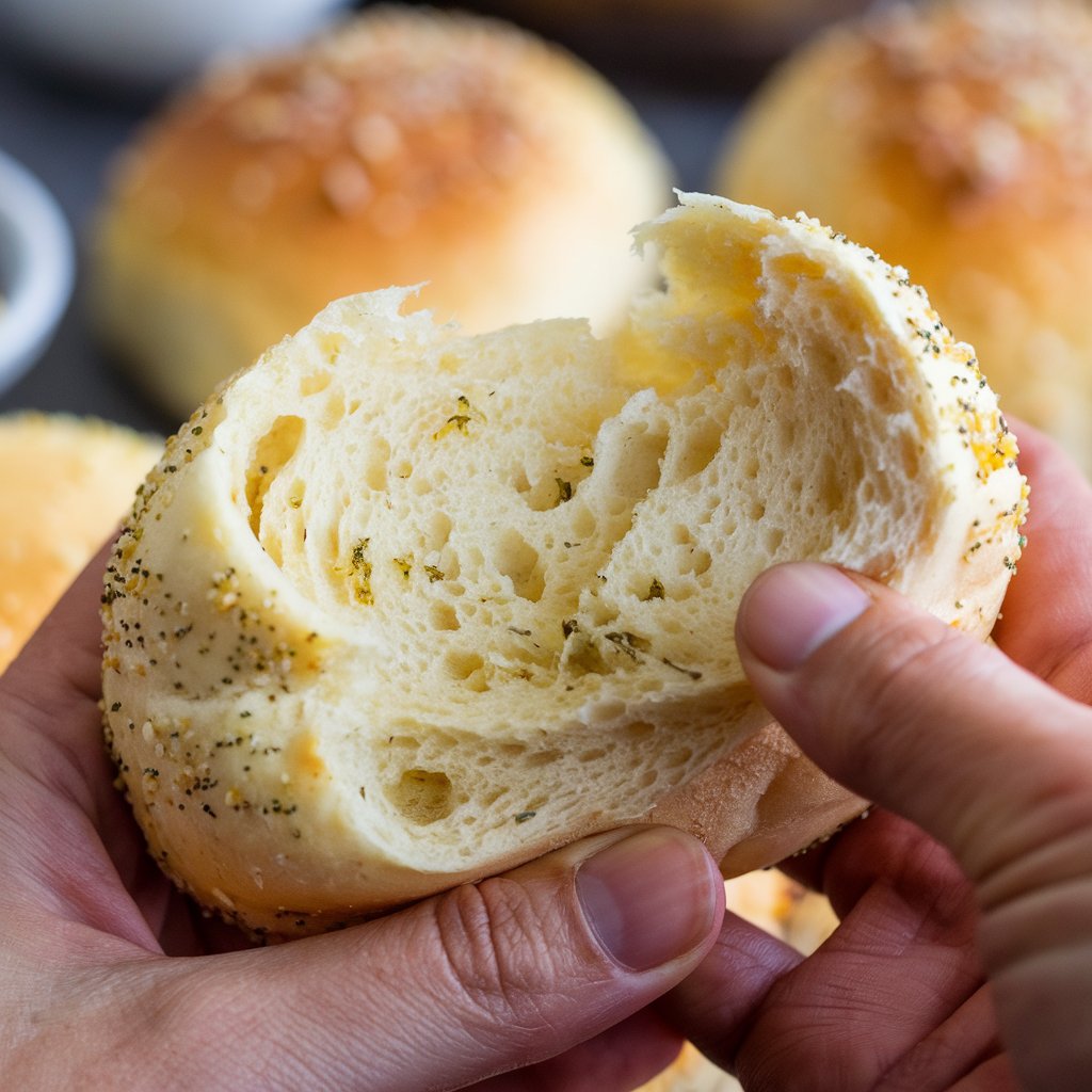 Freshly Coocked Garlic Bun Fluffy Interior