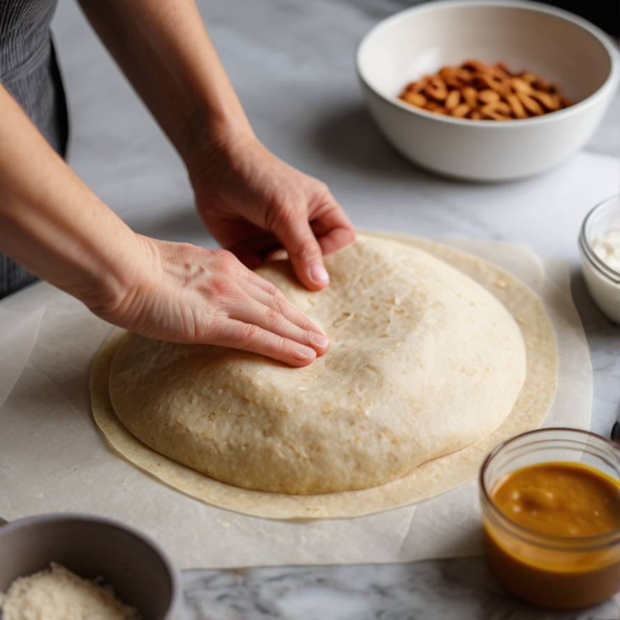 Rolling out a low-carb tortilla dough