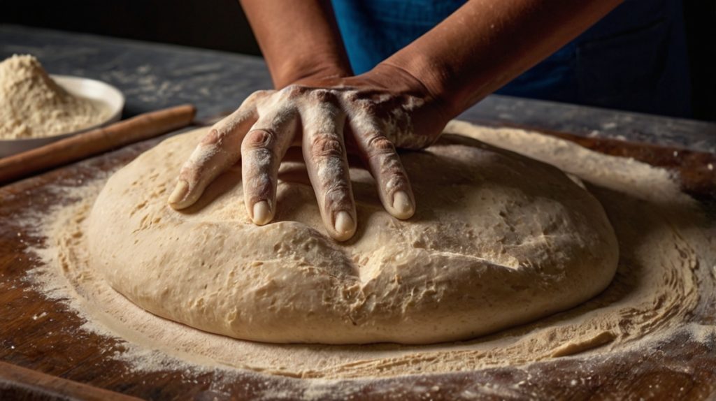 Hands Kneading Pav Dough