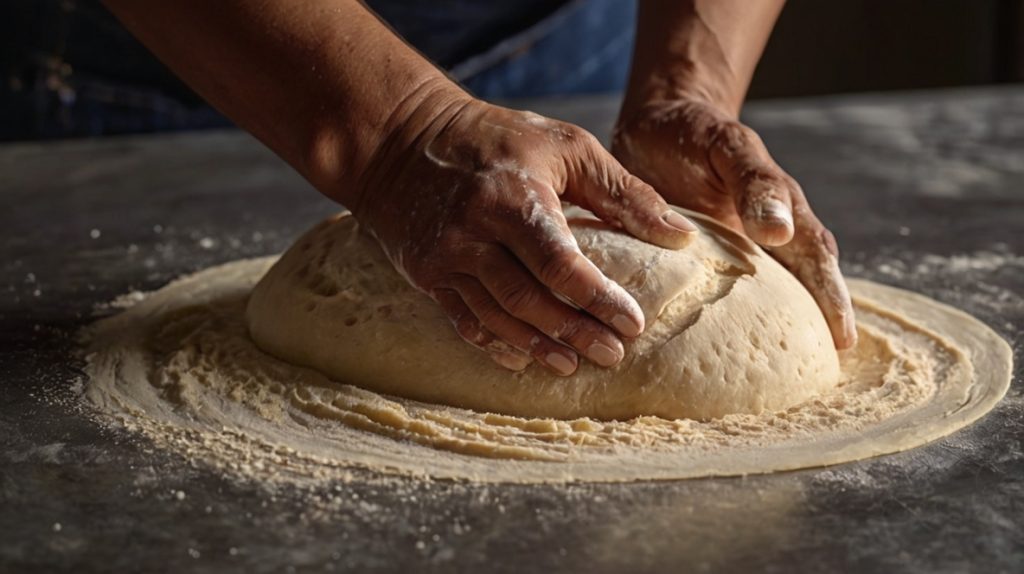 Hands Kneading Pav Dough